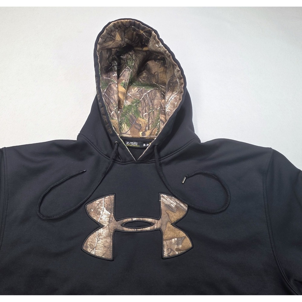 Under Armour Hoodie Mens XL Black Camo Fleece Pullover Storm H2O Resistant